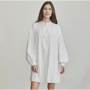 Elizabeth and James White Button Down Shirt Dress Ruffle Boho Peasant Size S